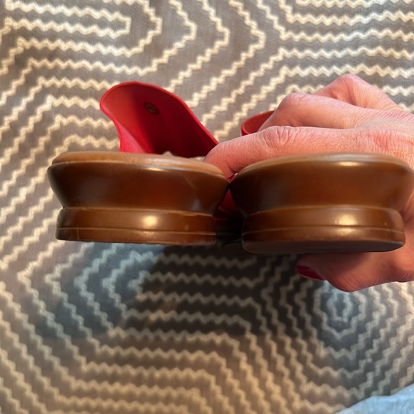 Beautiful red strap sandals by Italian Shoemaker. 1/2" heel. Great shape! - Picture 3 of 7